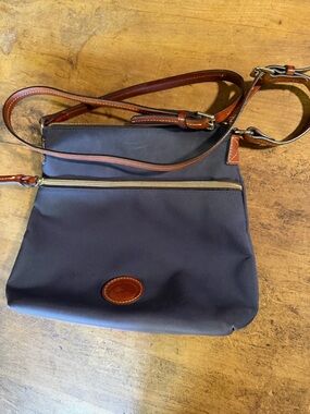 Dooney & Bourke Navy Crossbody with Brown Leather Trim